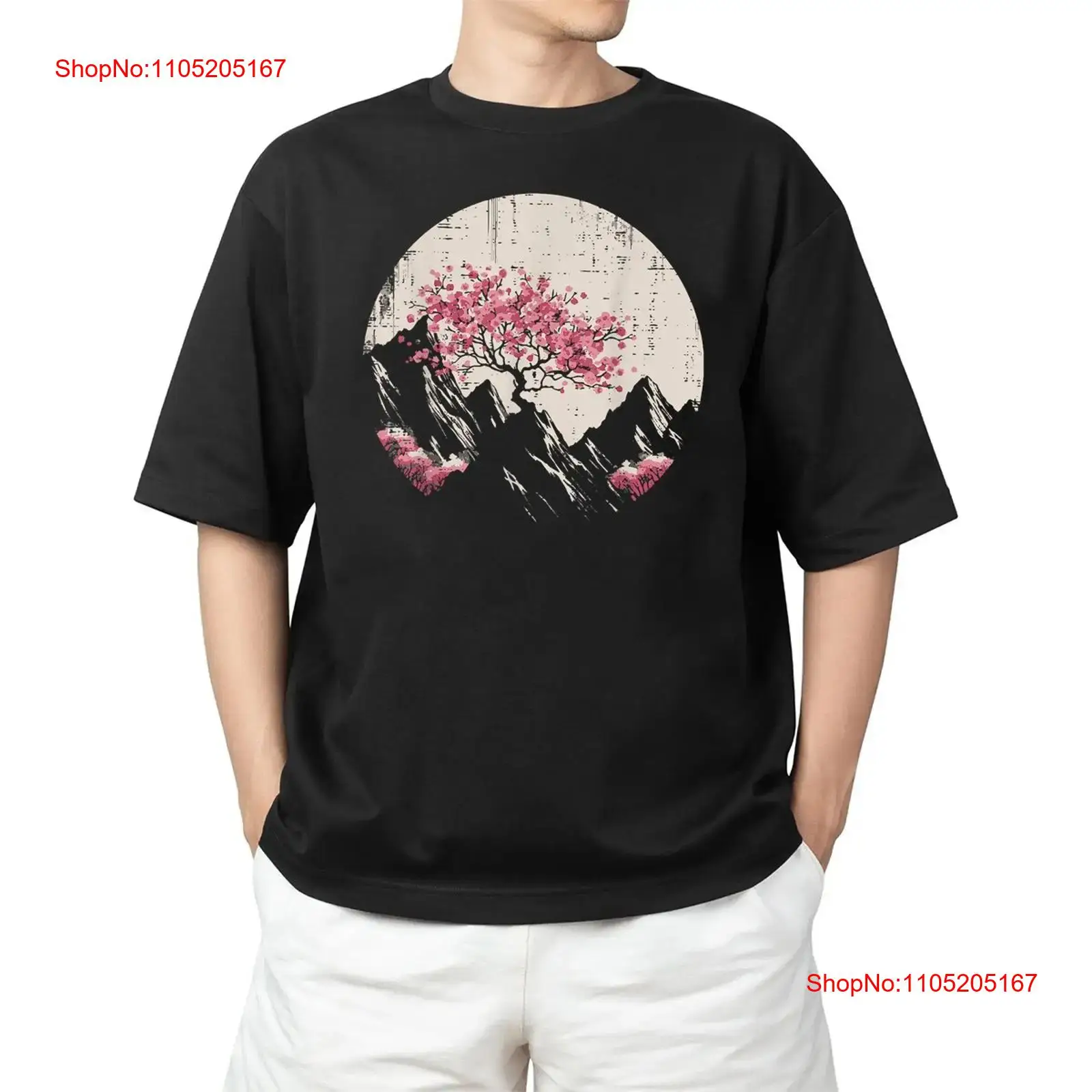 Vintage Fashion Art - Футболка Blossoms Mountains Sakura Art, винтажная