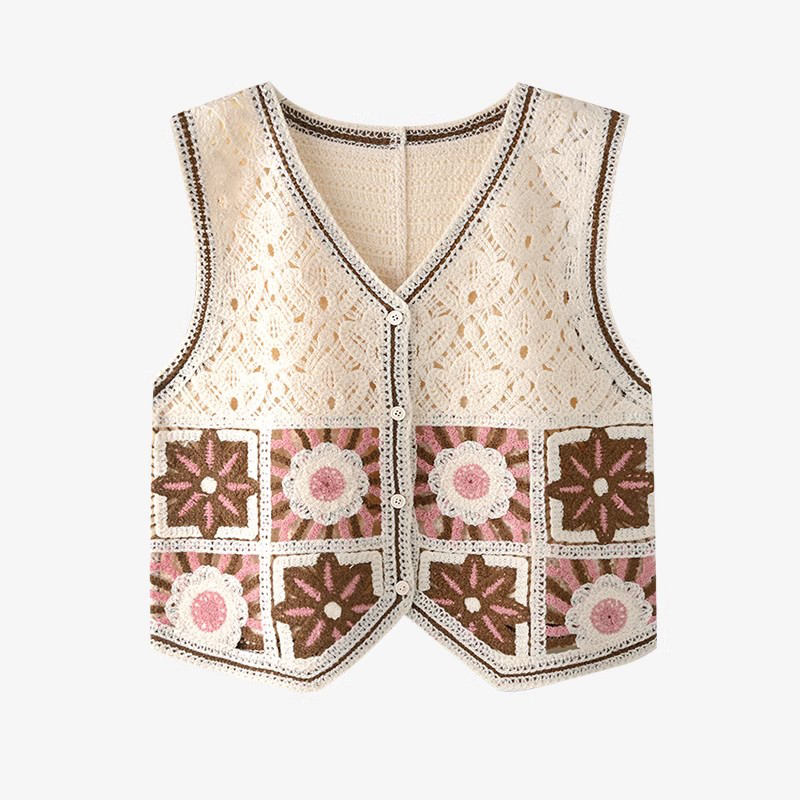 Crochet Top Boho - Квадратный вязаный крючком жилет для бабушки,