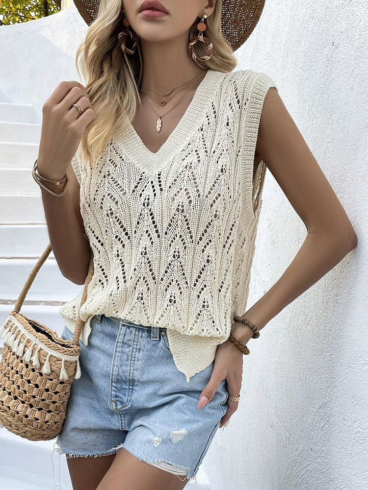 Женский бежевый вязаный крючко – обзор и цена Crochet Top Boho